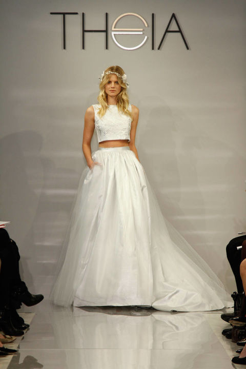 two piece, bride and wedding dress