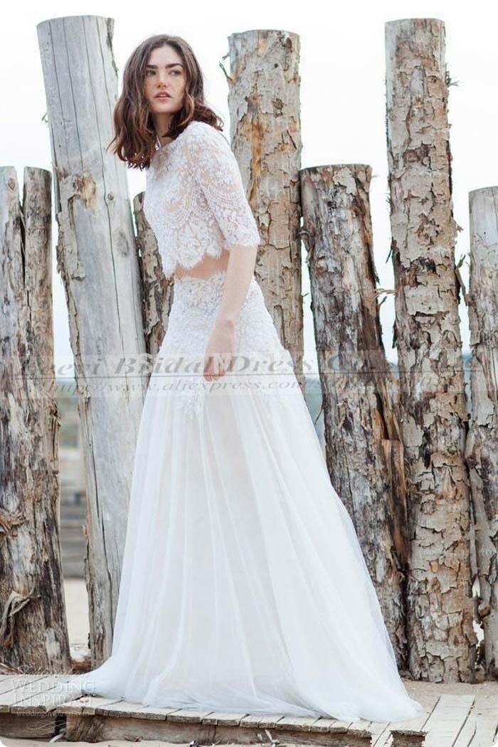 wedding dress, lace, bride and two piece