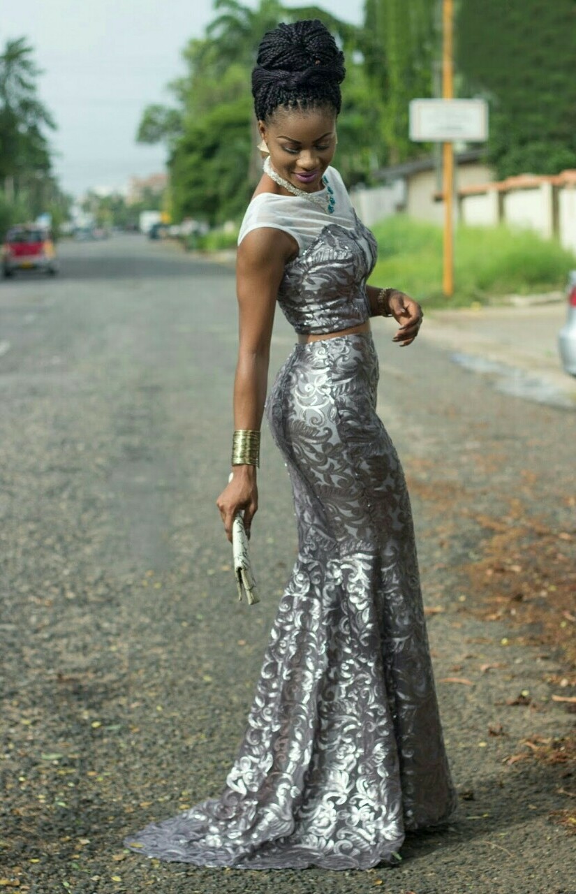 beautiful, silver, wedding dress and nigerian
