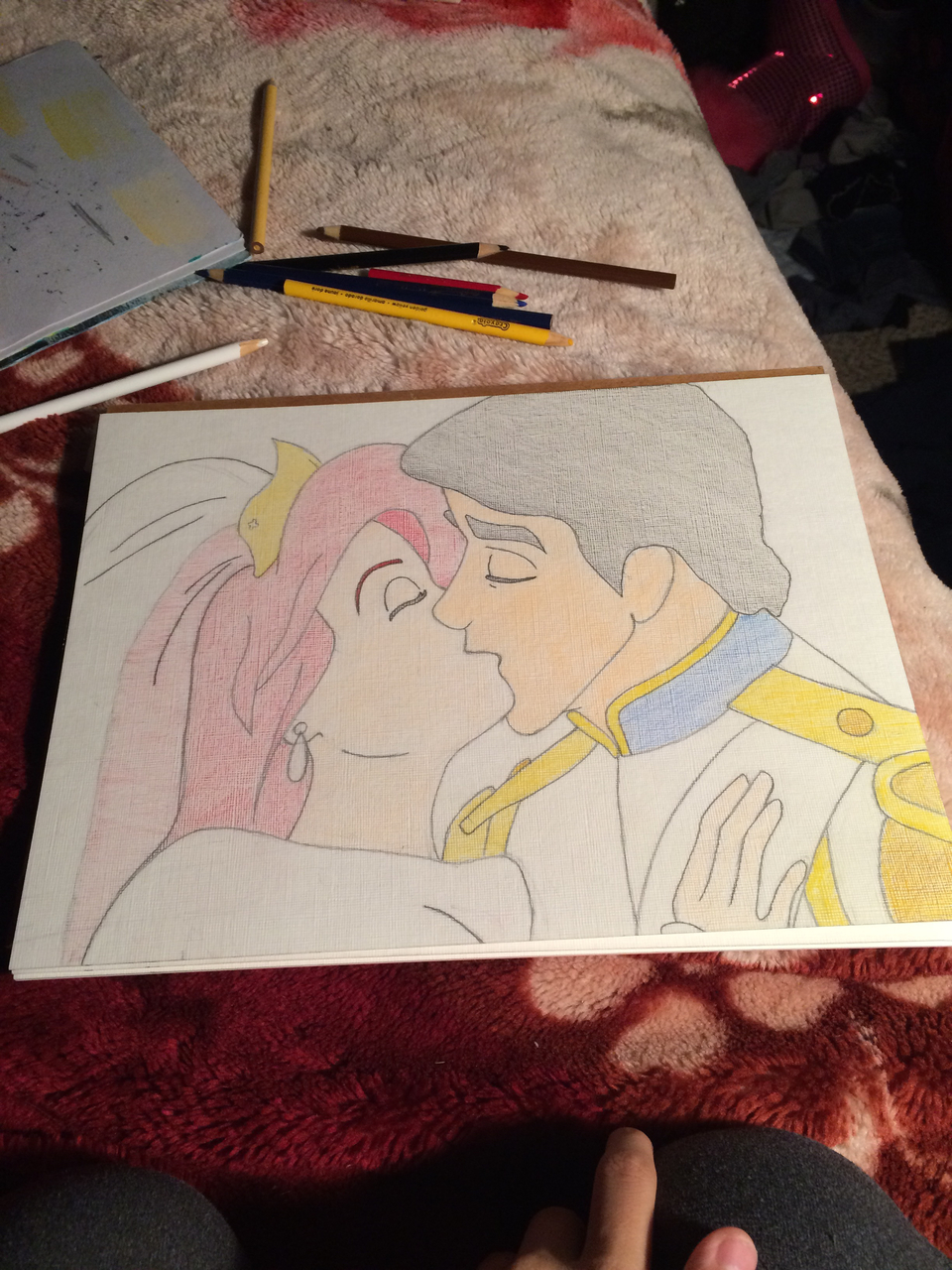prince eric, art, ariel and kissing