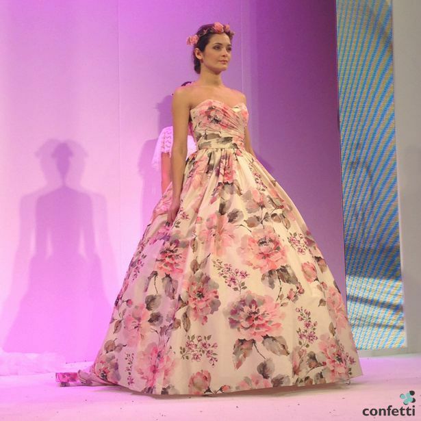 wedding dress, bride, bridal gown and floral dress