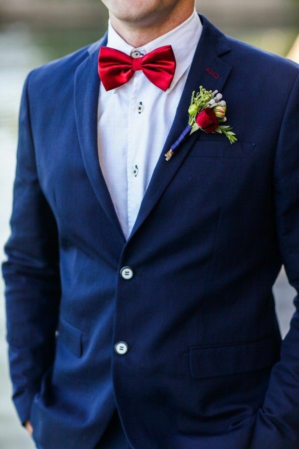 red bow tie, suit and tie, debut and flowers