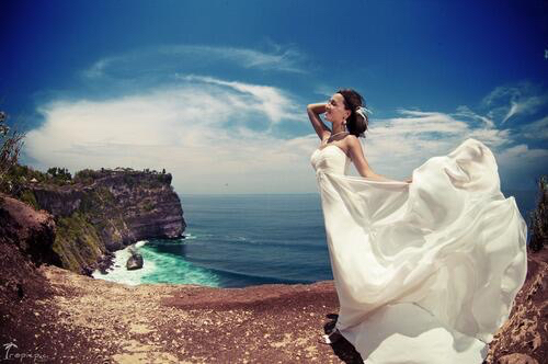 blue, wedding dress and bride
