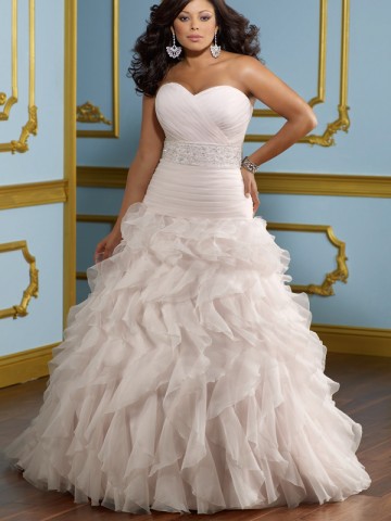 wedding dress, plussize and pink