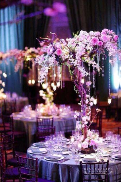 party wedding, centerpieces and flowers