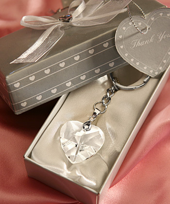 crystal, heart theme favors and heart keychain