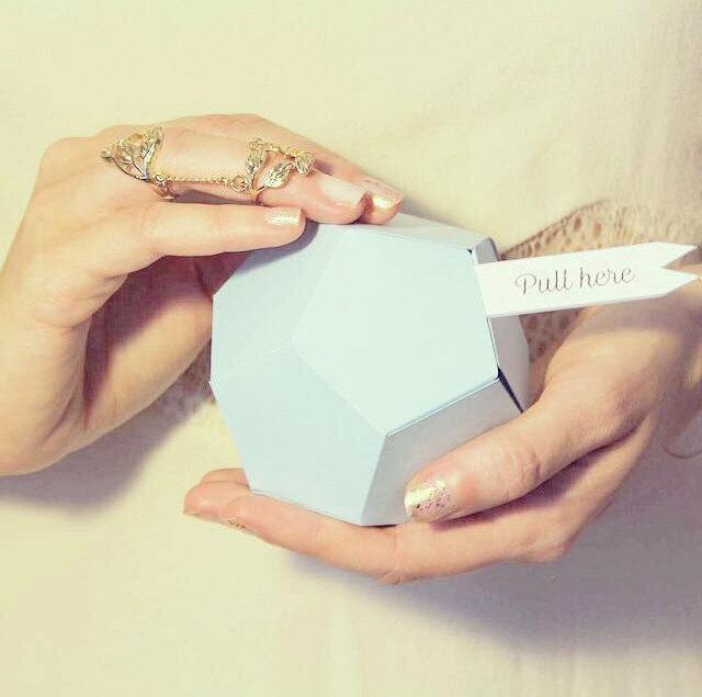 geometric wedding, aqua, bridesmaid box and gift box