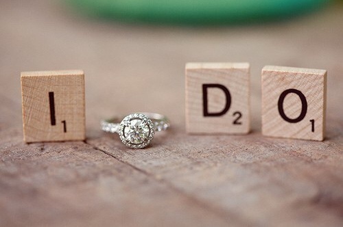 scrabble, silver ring and letters