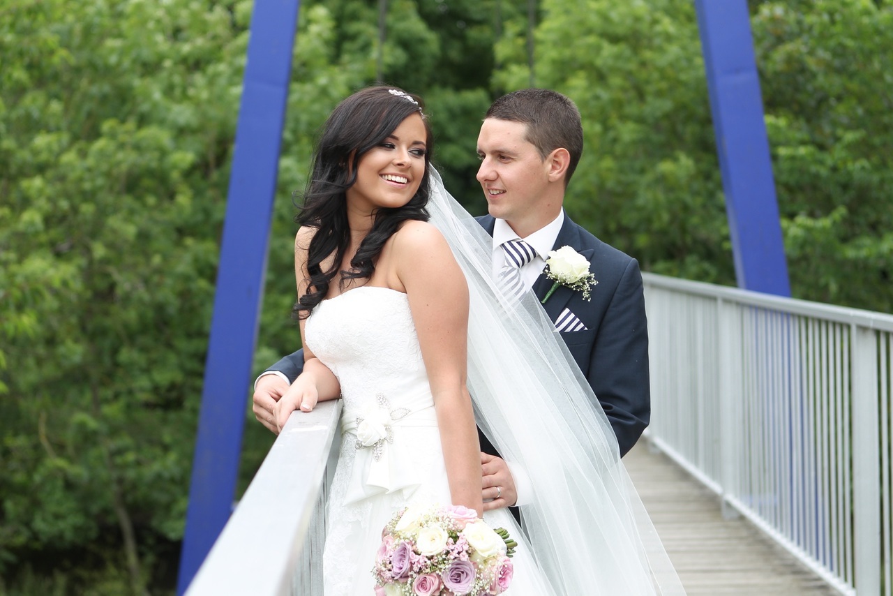bride, bouquet, photograph and groom
