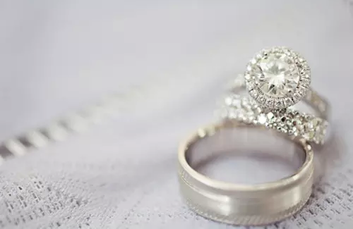 wedding crown, wedding card and wedding ring