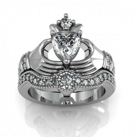 claddagh rings, claddagh ring set, bridal ring set and wedding ring set