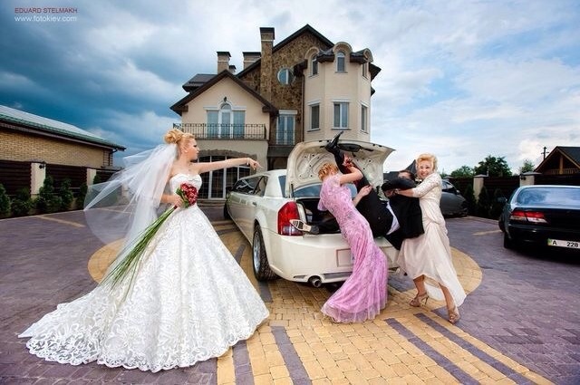 men, funny and wedding dress