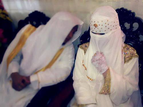 bride, arab and groom