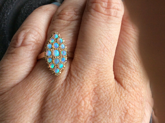 bridal, australian opal ring and engagement