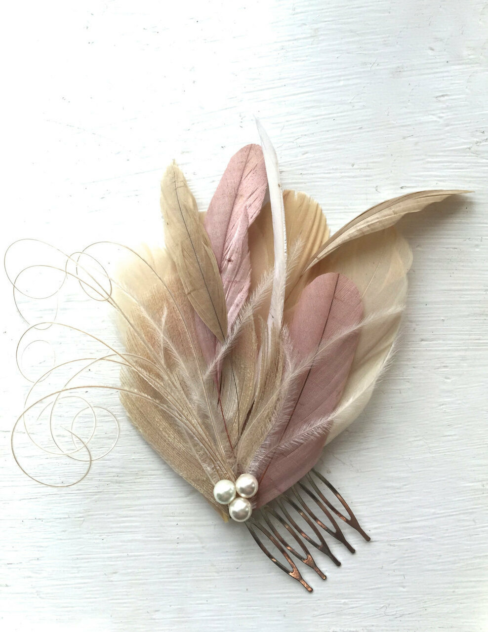 fascinator, pearls, hair clip and bridal