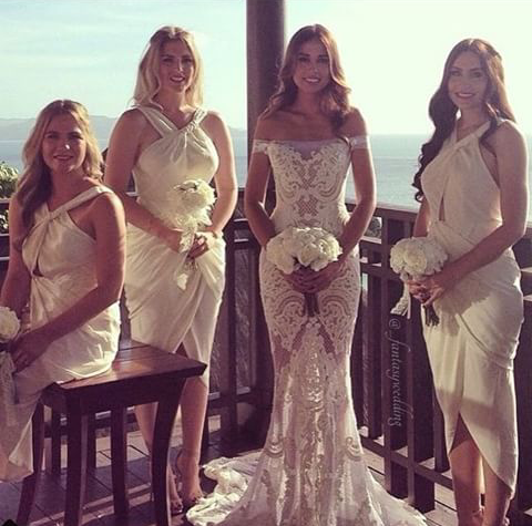 white, lace, fiance and maid of the honor