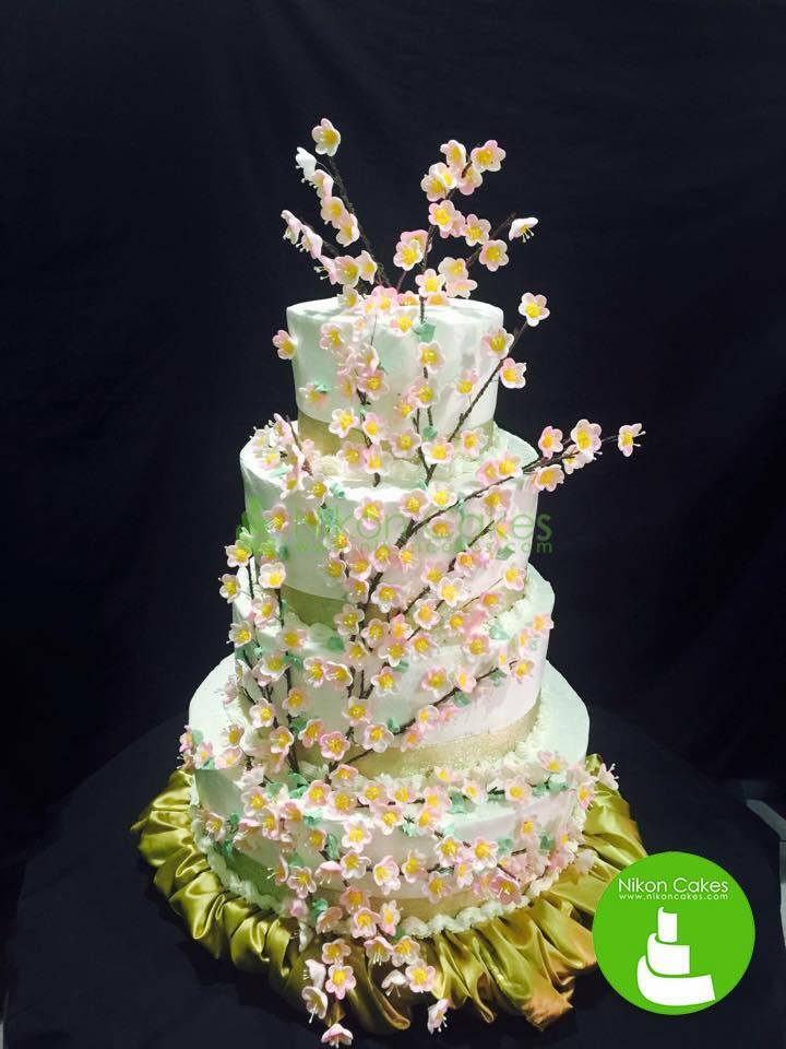 nikoncakes, cherryblossoms, customized and weddingcake