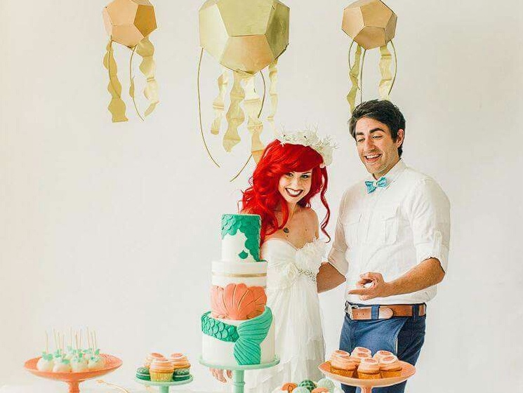 cake, the little mermaid, disney and bride