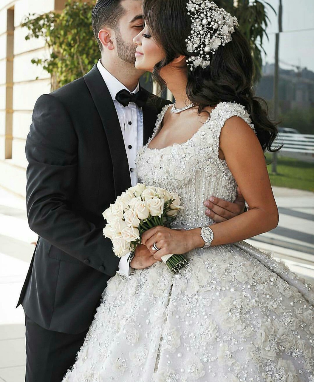 bride, white, gown and elegant