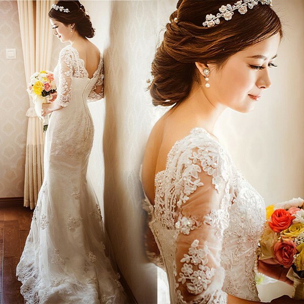 korean fashion, wedding dress, lace dress and korean wedding dress