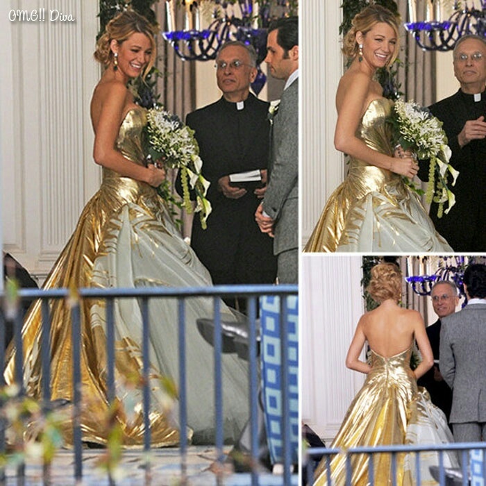 xoxo, gossip girl, blake lively and gold dress