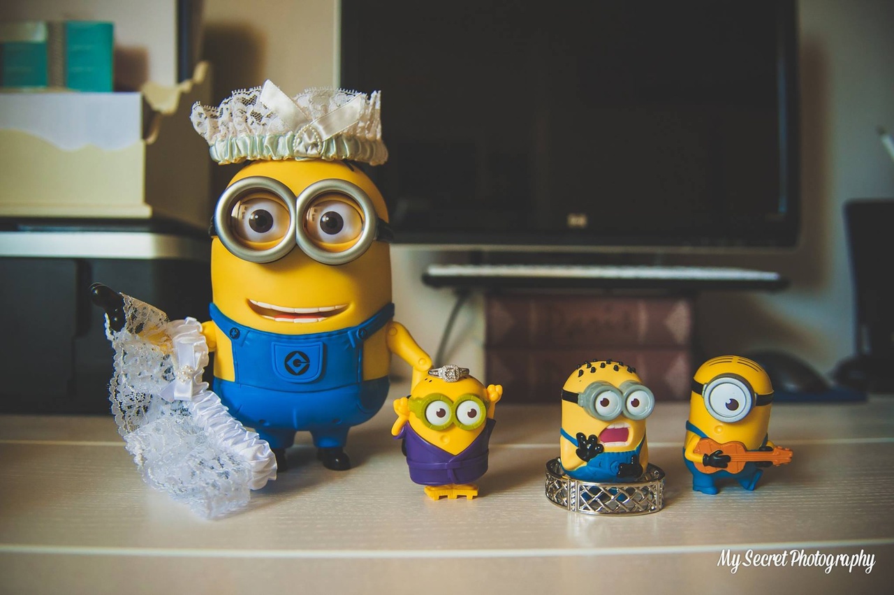 bride, ring, minions and accessory shot