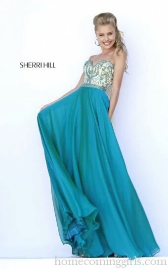 bridesmaid, sherri hill and blue