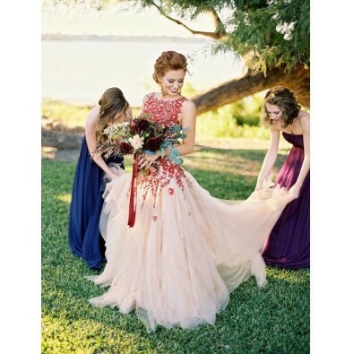 red wedding gown, red wedding dress and wedding dress