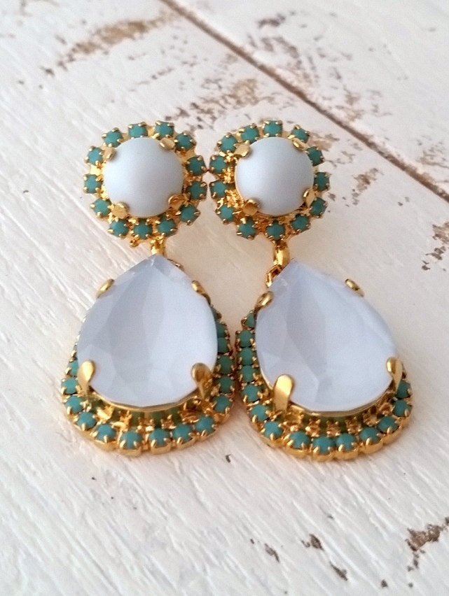Prom, bridesmaids, opal earrings and bridal earrings