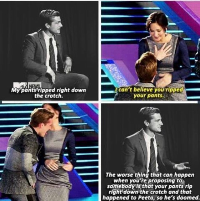 katniss everdeen, pants ripped, proposal and peeta mellark