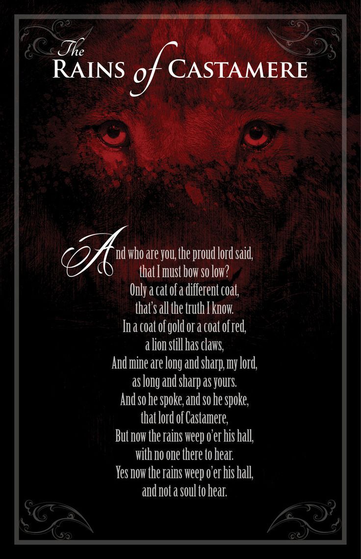 red wedding, house castamere, rains of castamere and sad
