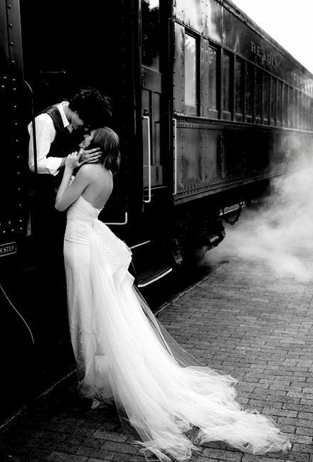 black and white, love and train