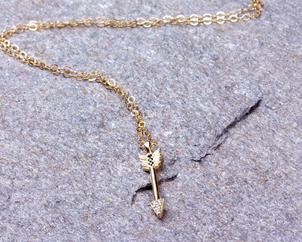 small arrow necklace, arrowhead necklace, arrow pendant and arrow jewelry