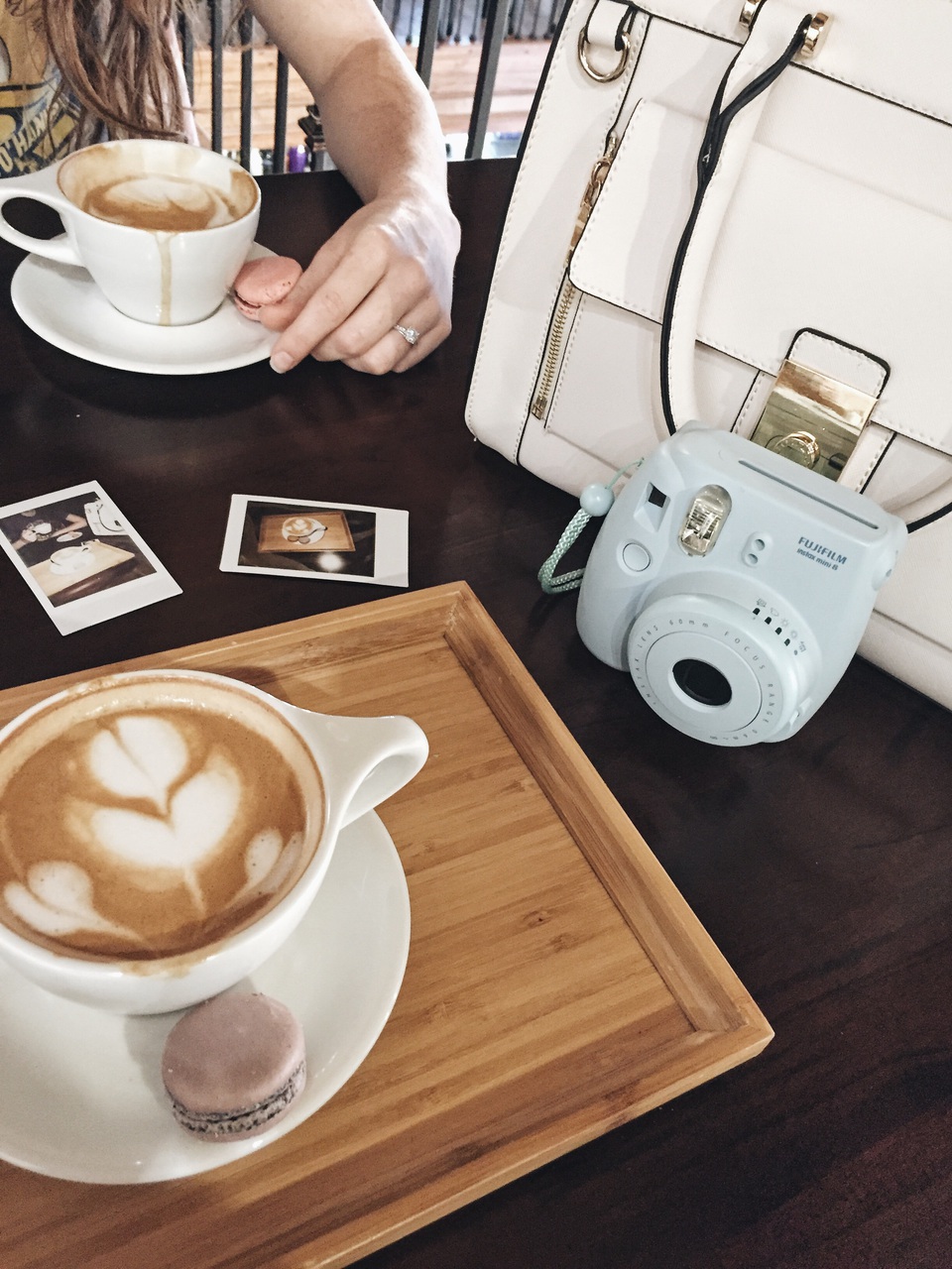 polaroid, coffee, macaroons and dates