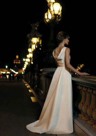 bride, waterfall and satin