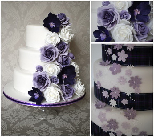 purple, white and flower