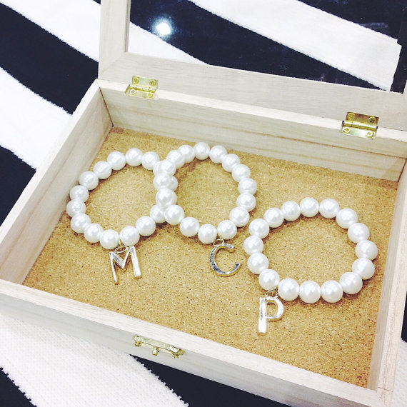 off white, alphabet, pearl and bracelet