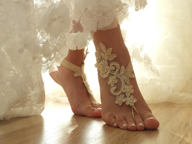 wedding shoes, bohemian sandal, lace barefoot sandal and barefoot sandals