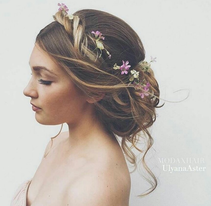 romantic, flowers, woman and hair design