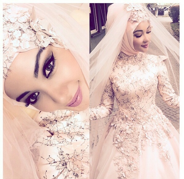 wedding dress, adeliya, make up and moslim girl