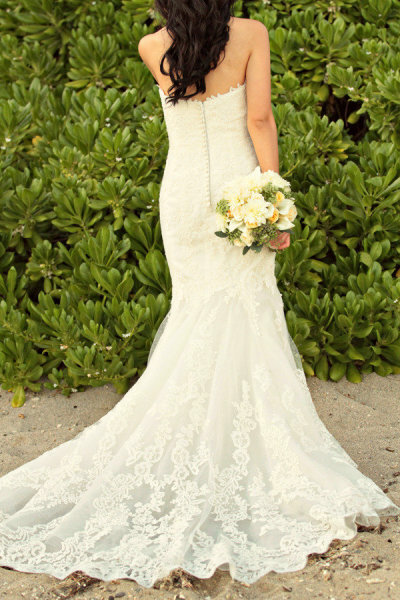 bushes, wedding dress and model