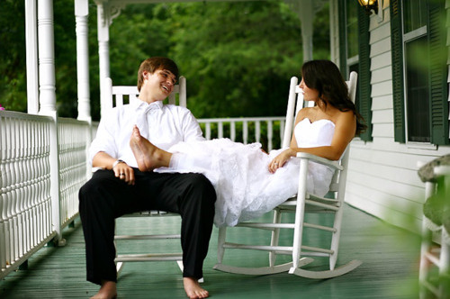 rocking chair, couple and porch