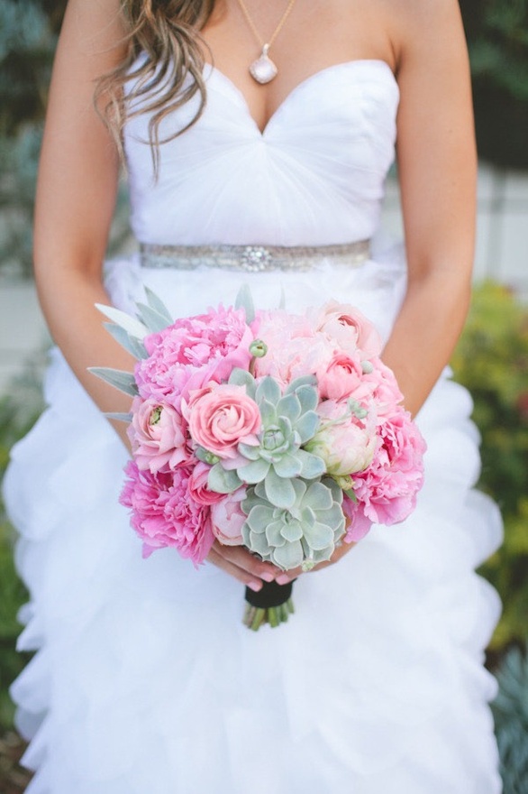 pink flowers, wedding dress, ruffles and love this!