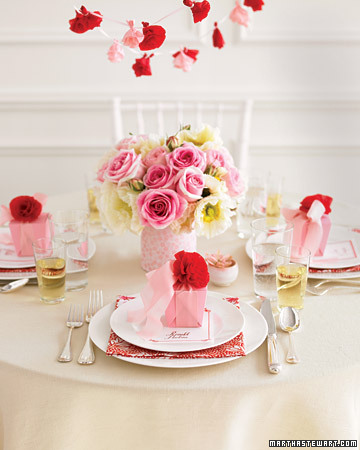 roses, red and place settings