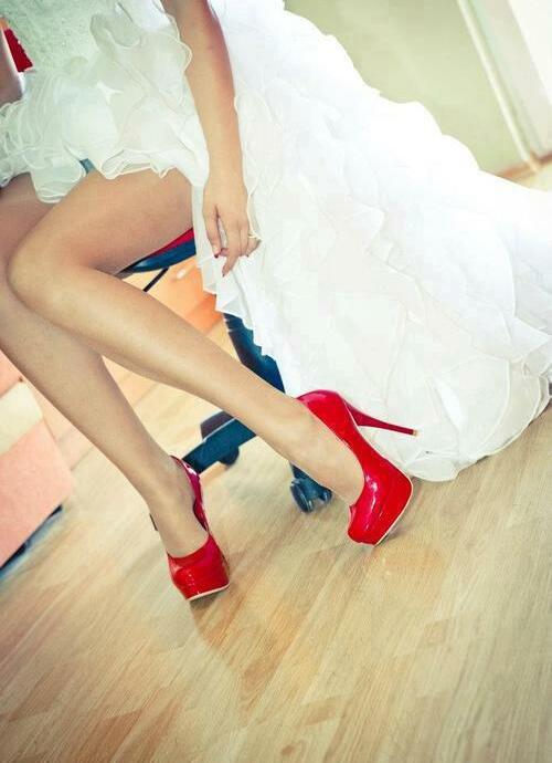 sexy, heels, legs and wedding dress