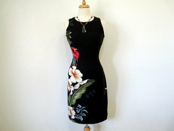 knee legth, floral hawaii and exotic floral dress