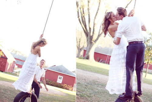 kiss, sweet and tire swing