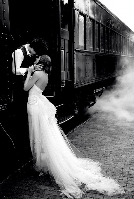 wedding dress, kiss, black and white and couple