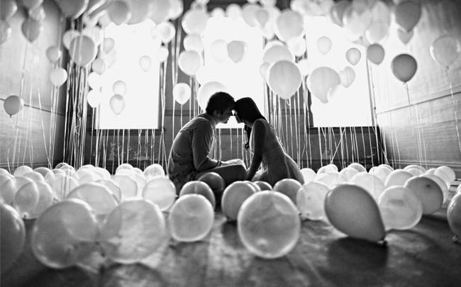 black and white, awesome and balloons