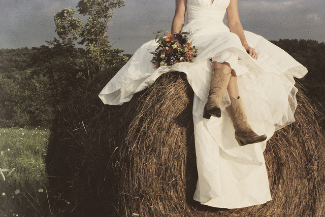 hay, Cowgirl and flowers